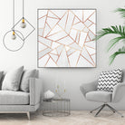 White Stone and Copper Lines by Elisabeth Fredriksson on GIANT ART - white digital painting