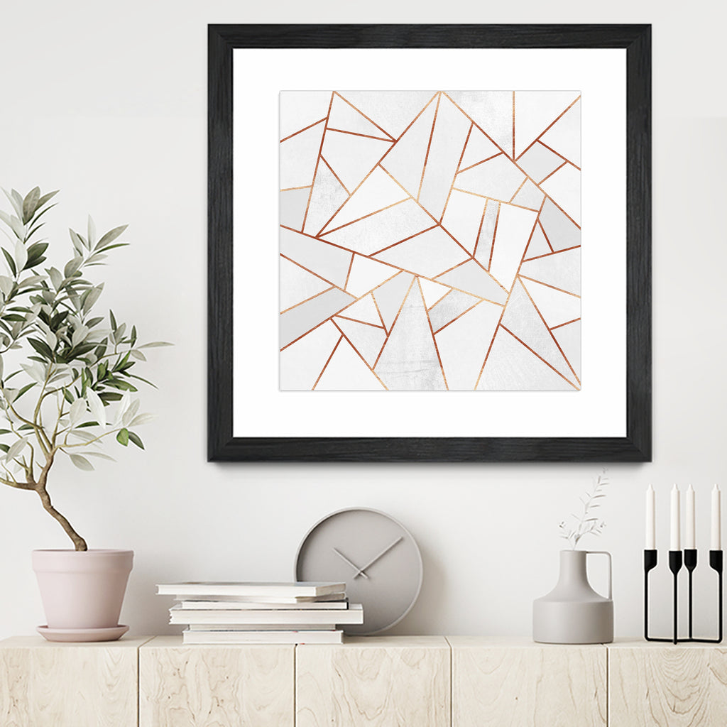 White Stone and Copper Lines by Elisabeth Fredriksson on GIANT ART - white digital painting