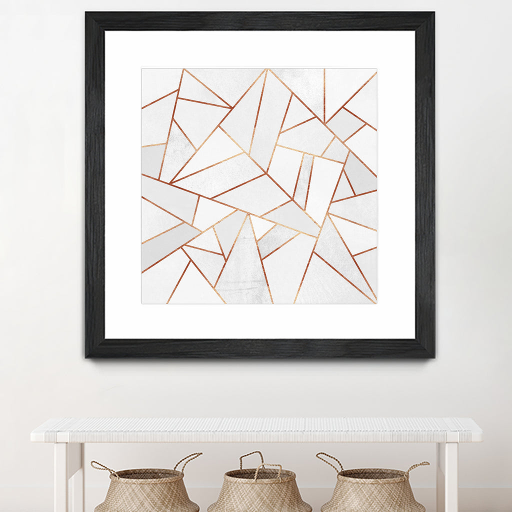 White Stone and Copper Lines by Elisabeth Fredriksson on GIANT ART - white digital painting