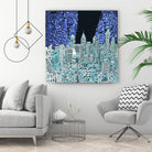 philadelphia cityscape abstract by Bekim Mehovic on GIANT ART - blue digital painting