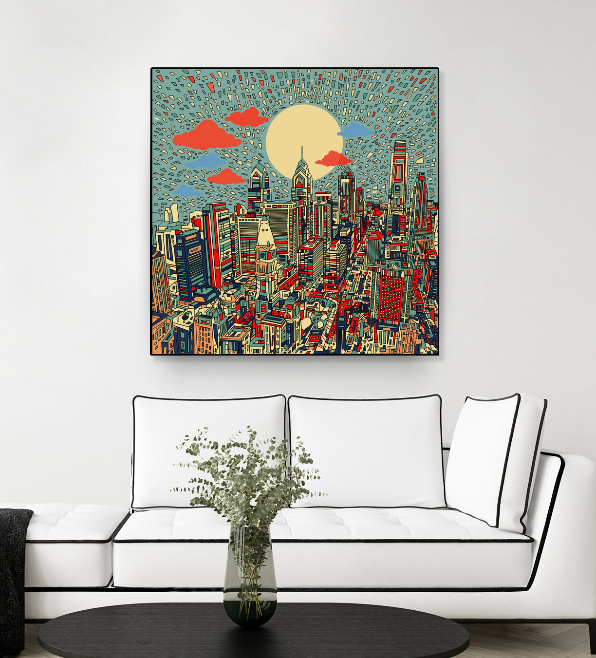 philadelphia cityscape abstract 3 by Bekim Mehovic on GIANT ART - blue digital painting