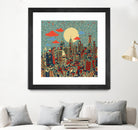 philadelphia cityscape abstract 3 by Bekim Mehovic on GIANT ART - blue digital painting