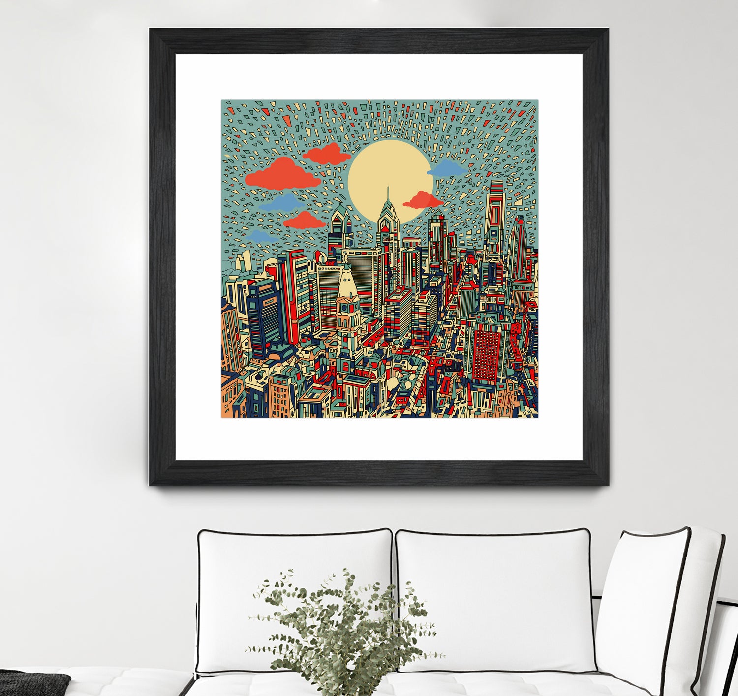 philadelphia cityscape abstract 3 by Bekim Mehovic on GIANT ART - blue digital painting