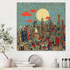 philadelphia cityscape abstract 3 by Bekim Mehovic on GIANT ART - blue digital painting