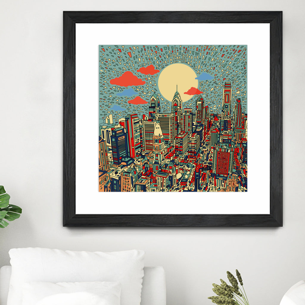 philadelphia cityscape abstract 3 by Bekim Mehovic on GIANT ART - blue digital painting