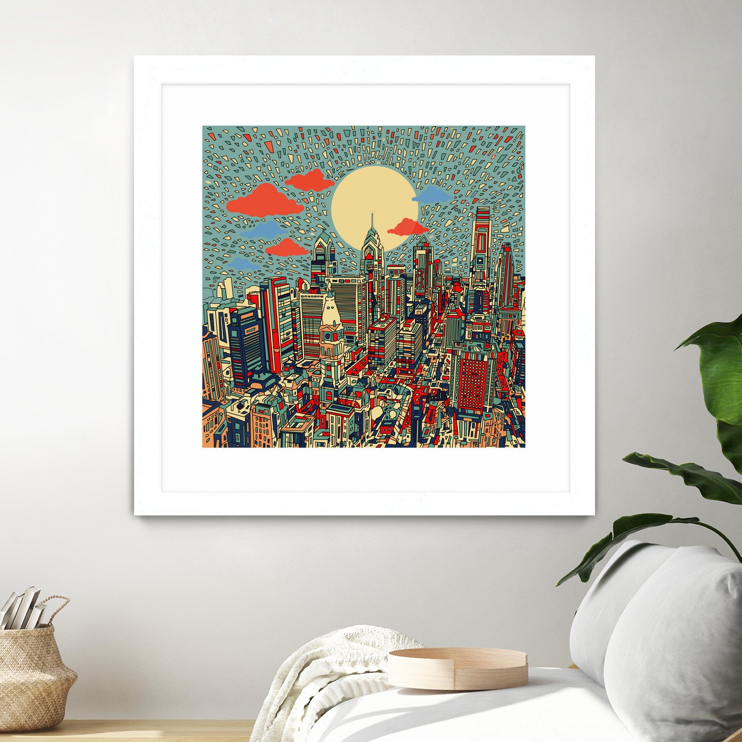 philadelphia cityscape abstract 3 by Bekim Mehovic on GIANT ART - blue digital painting