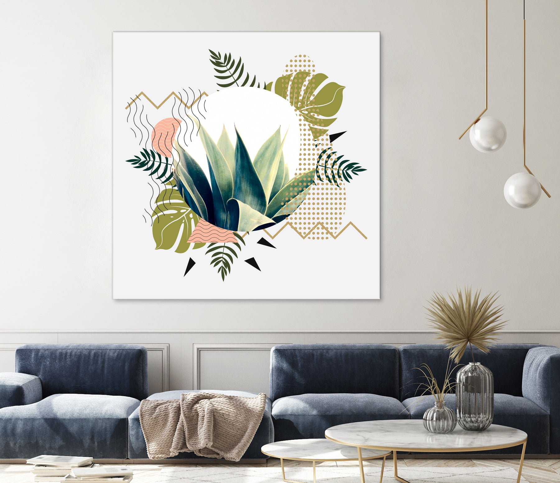 Abstract geometrical and botanical shapes I by mmarta bc on GIANT ART - green digital painting