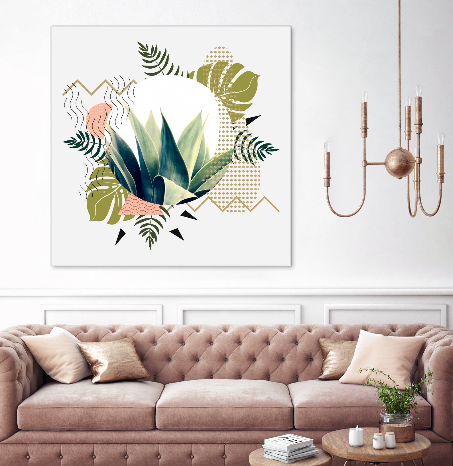 Abstract geometrical and botanical shapes I by mmarta bc on GIANT ART - green digital painting