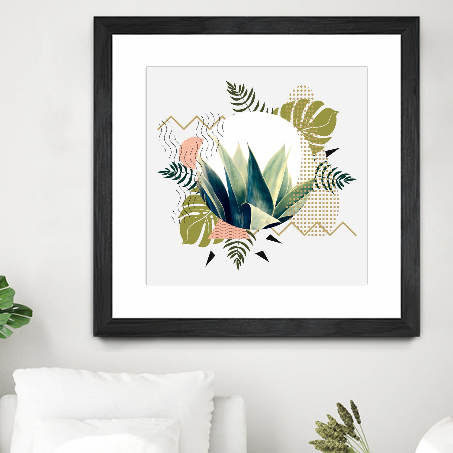 Abstract geometrical and botanical shapes I by mmarta bc on GIANT ART - green digital painting