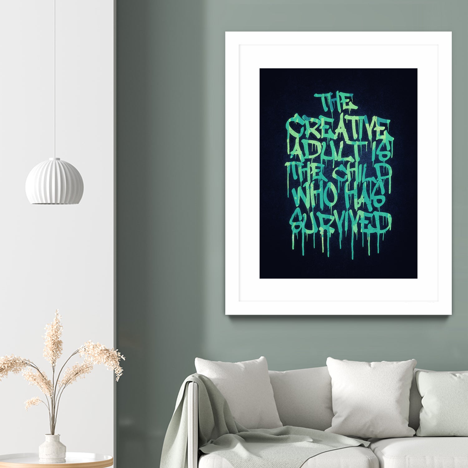 The Creative Adult is the Child Who Has Survived / Typo by Philipp Rietz on GIANT ART - green vector illustration