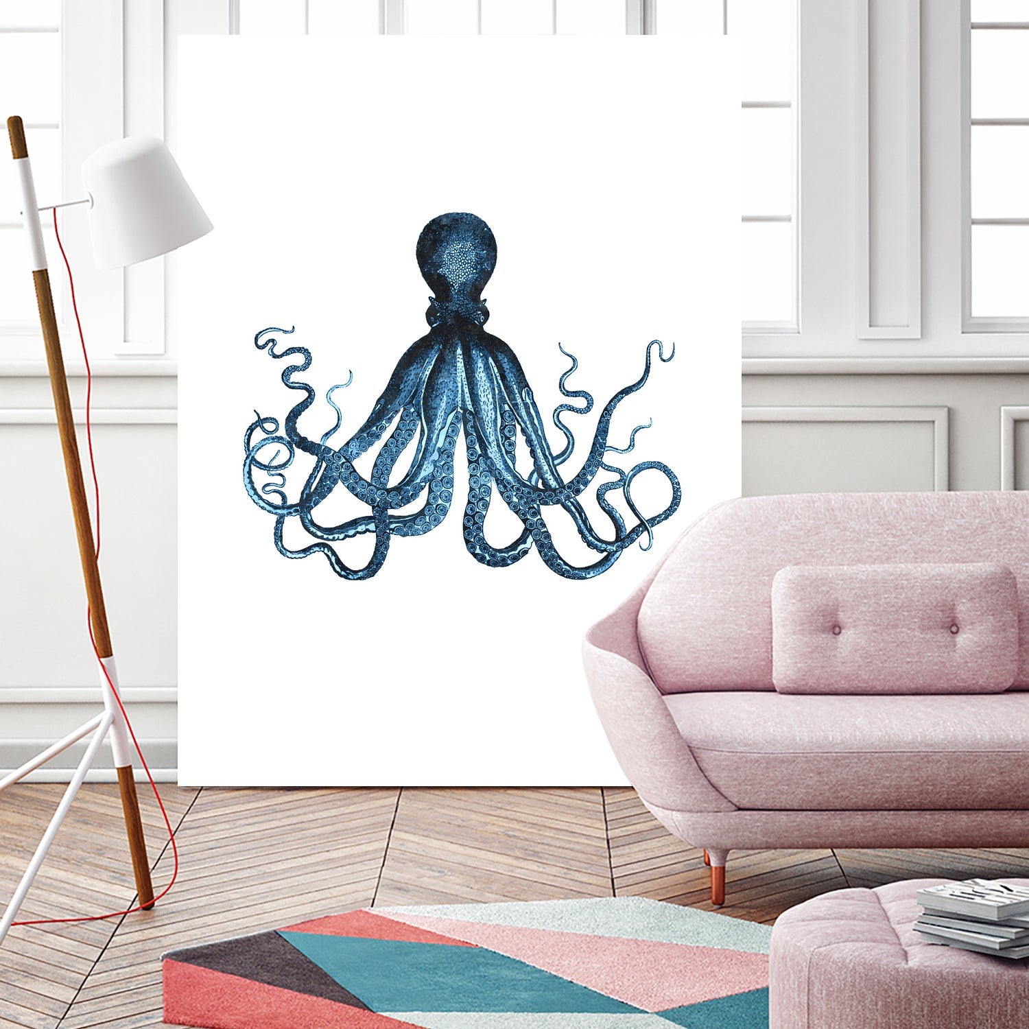 Blue Octopus Illustration by Alessandra Minervini on GIANT ART - blue digital painting