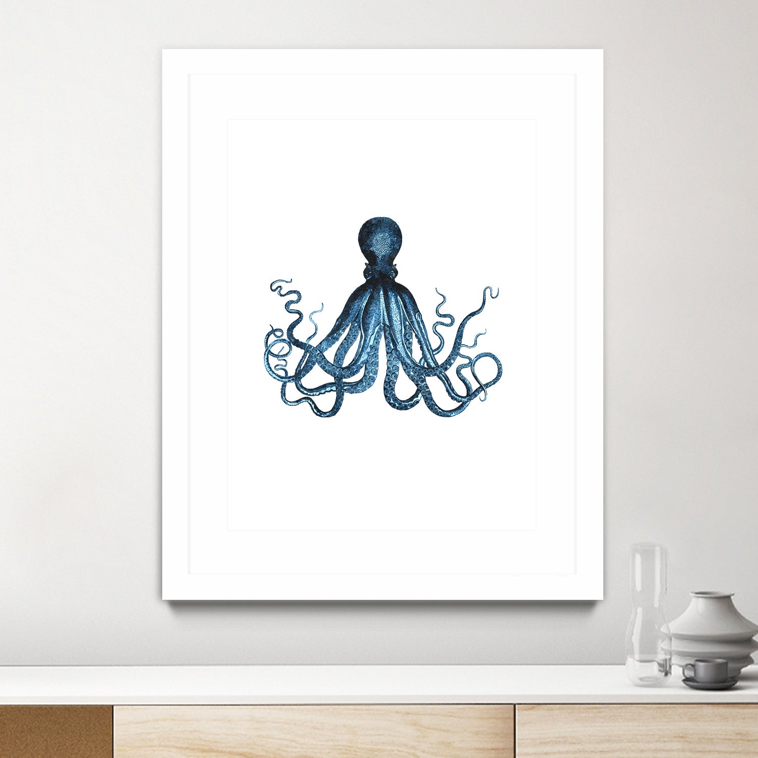 Blue Octopus Illustration by Alessandra Minervini on GIANT ART - blue digital painting