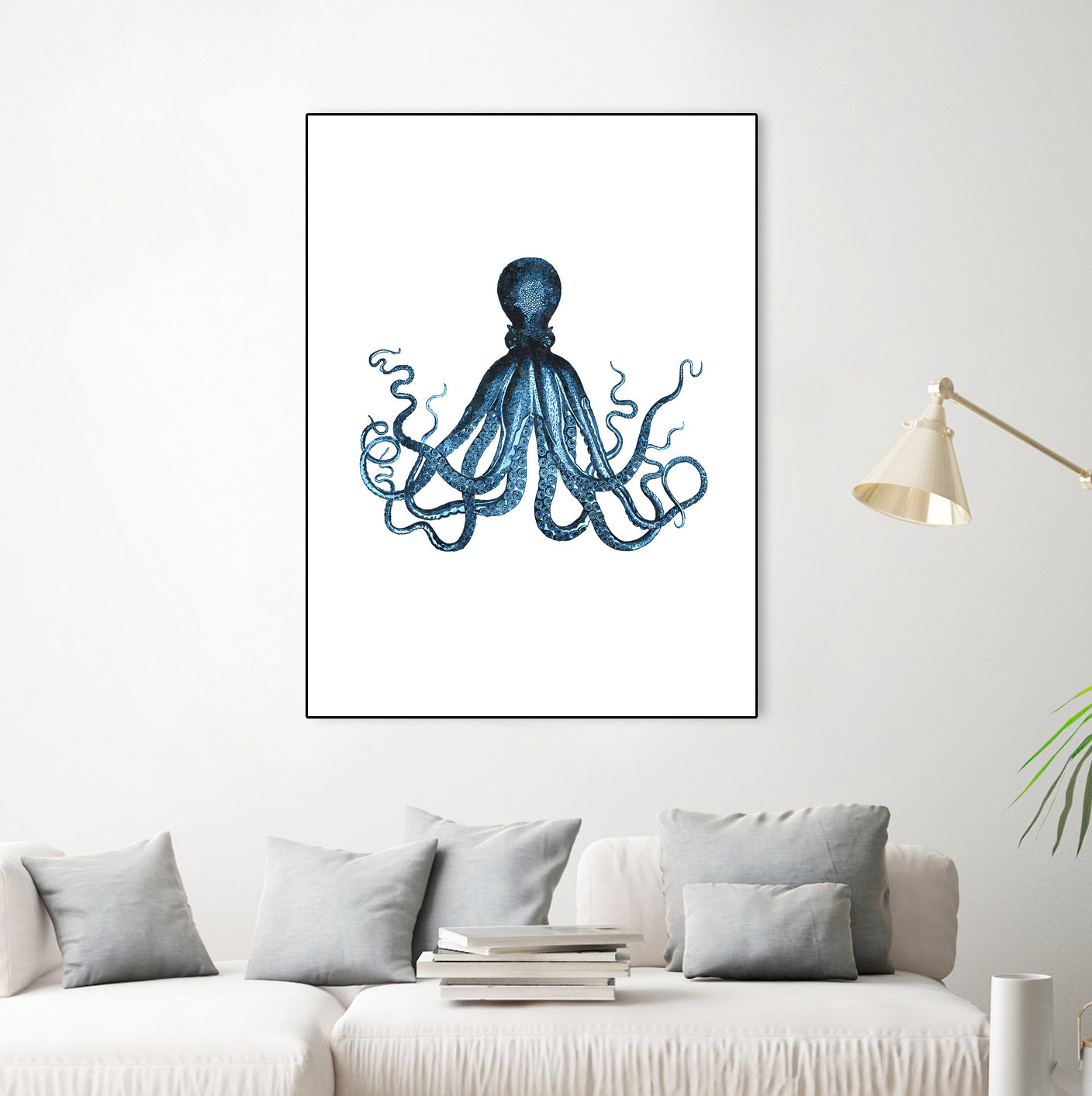 Blue Octopus Illustration by Alessandra Minervini on GIANT ART - blue digital painting