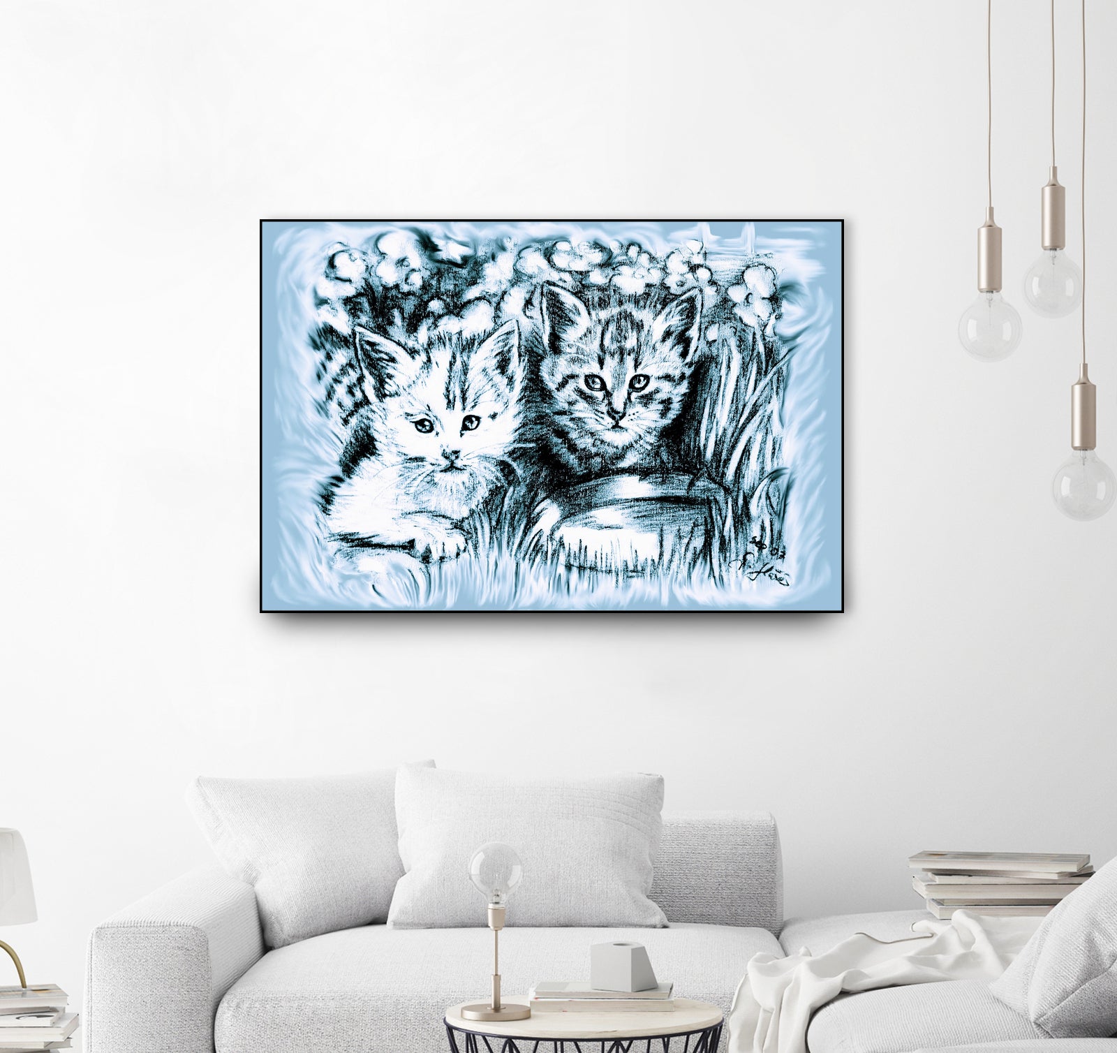 Blue Baby Cats by Gitta Gläser on GIANT ART - blue digital drawing