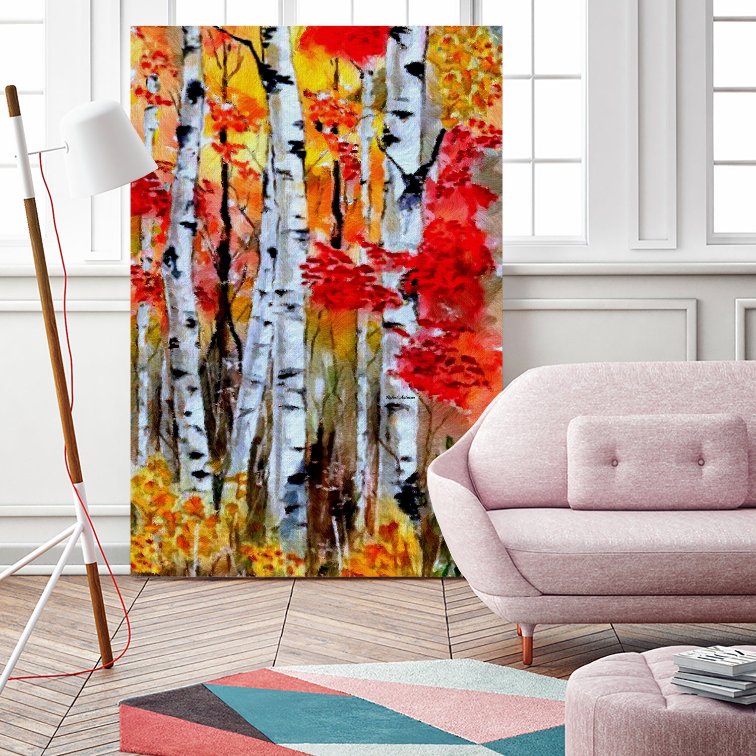 Birch Trees in Fall by Rafael Salazar on GIANT ART - red digital painting