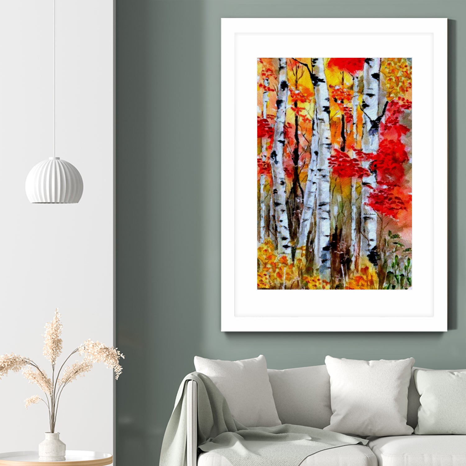 Birch Trees in Fall by Rafael Salazar on GIANT ART - red digital painting