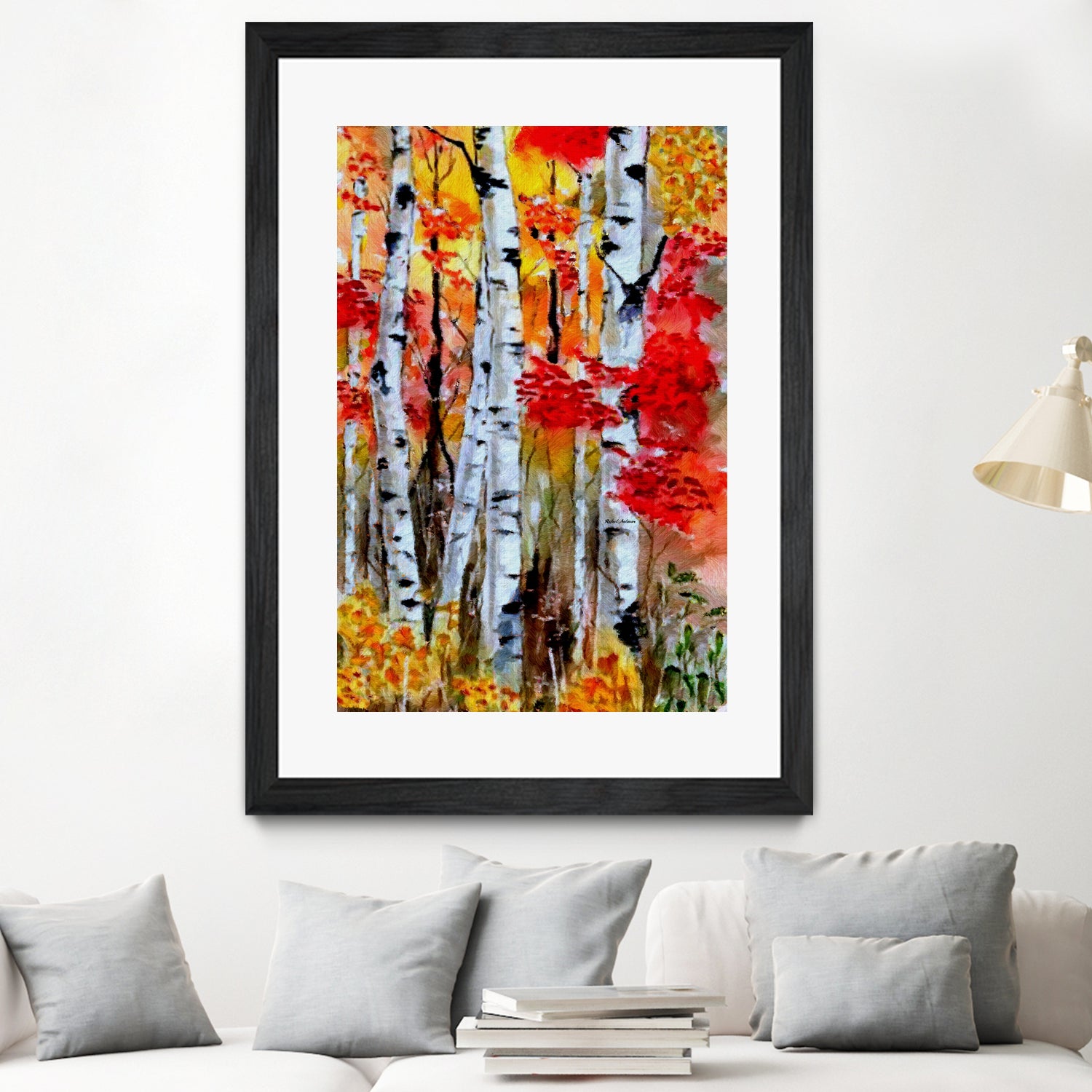 Birch Trees in Fall by Rafael Salazar on GIANT ART - red digital painting