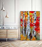 Birch Trees in Fall by Rafael Salazar on GIANT ART - red digital painting