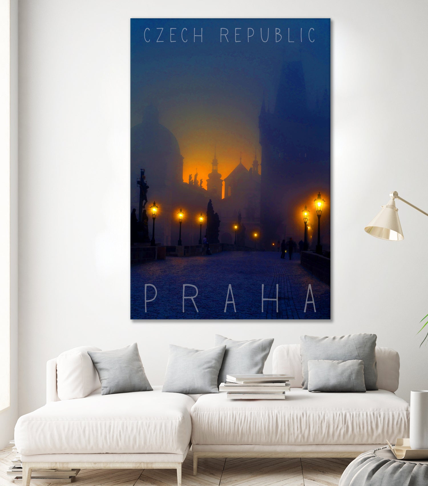 Prague, Czech Republic, vintage travel poster by ALMA Studio on GIANT ART - blue photo manipulation