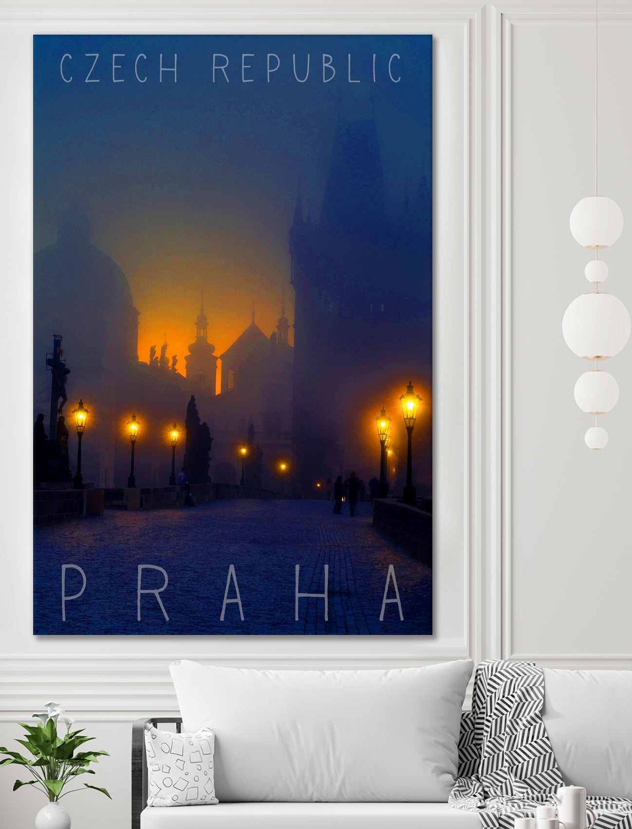 Prague, Czech Republic, vintage travel poster by ALMA Studio on GIANT ART - blue photo manipulation