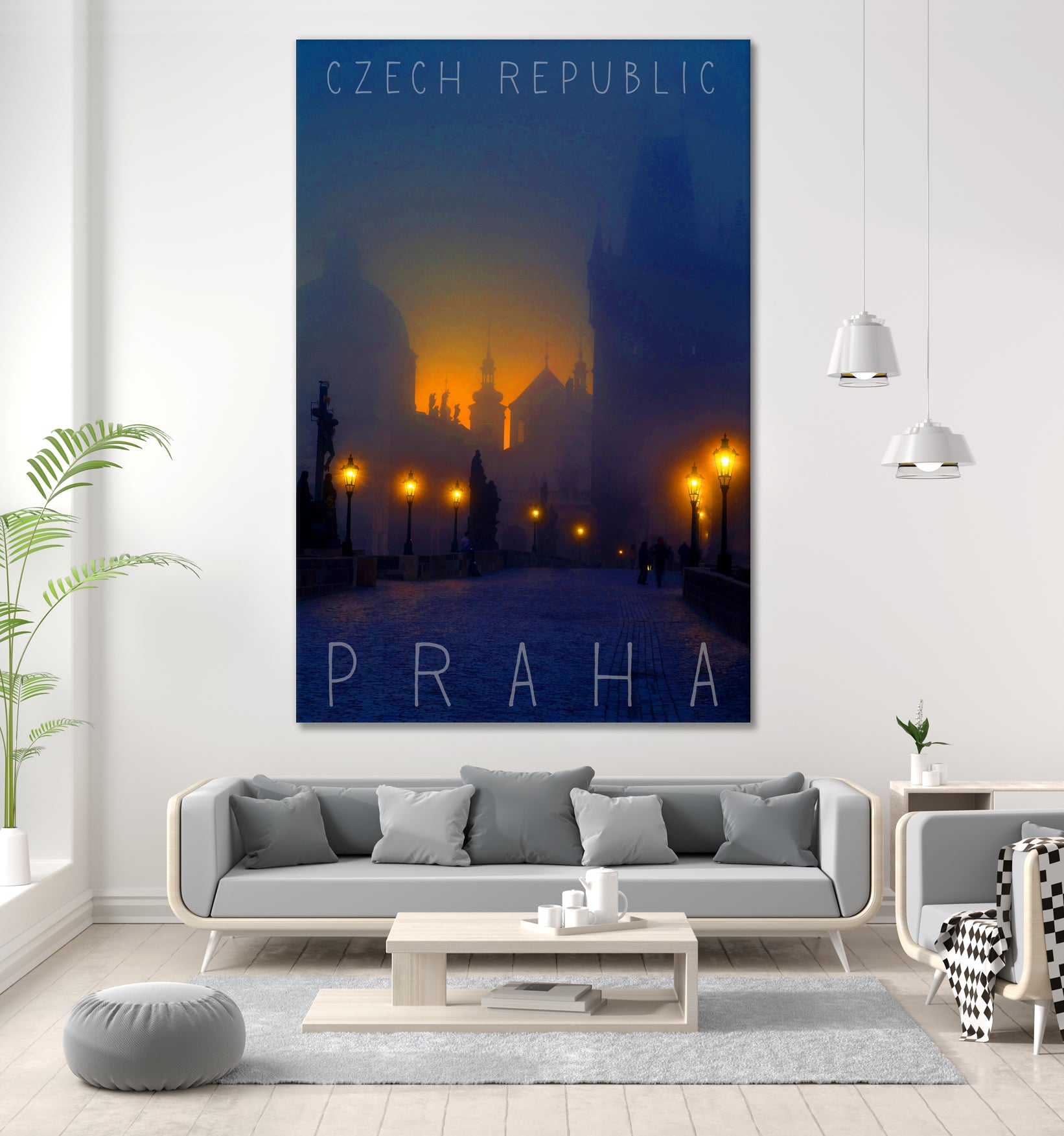 Prague, Czech Republic, vintage travel poster by ALMA Studio on GIANT ART - blue photo manipulation