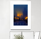 Prague, Czech Republic, vintage travel poster by ALMA Studio on GIANT ART - blue photo manipulation