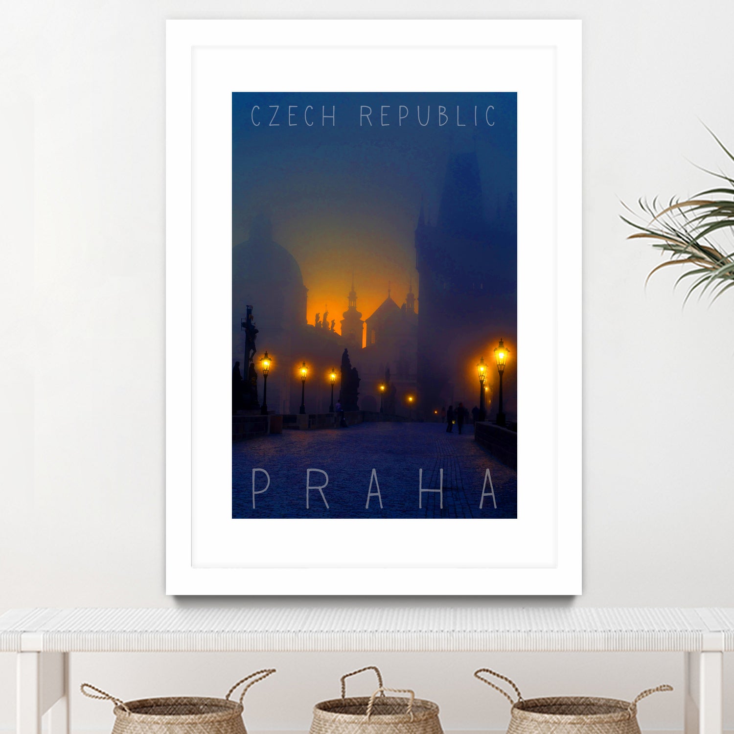 Prague, Czech Republic, vintage travel poster by ALMA Studio on GIANT ART - blue photo manipulation