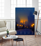 Prague, Czech Republic, vintage travel poster by ALMA Studio on GIANT ART - blue photo manipulation