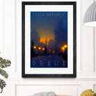 Prague, Czech Republic, vintage travel poster by ALMA Studio on GIANT ART - blue photo manipulation