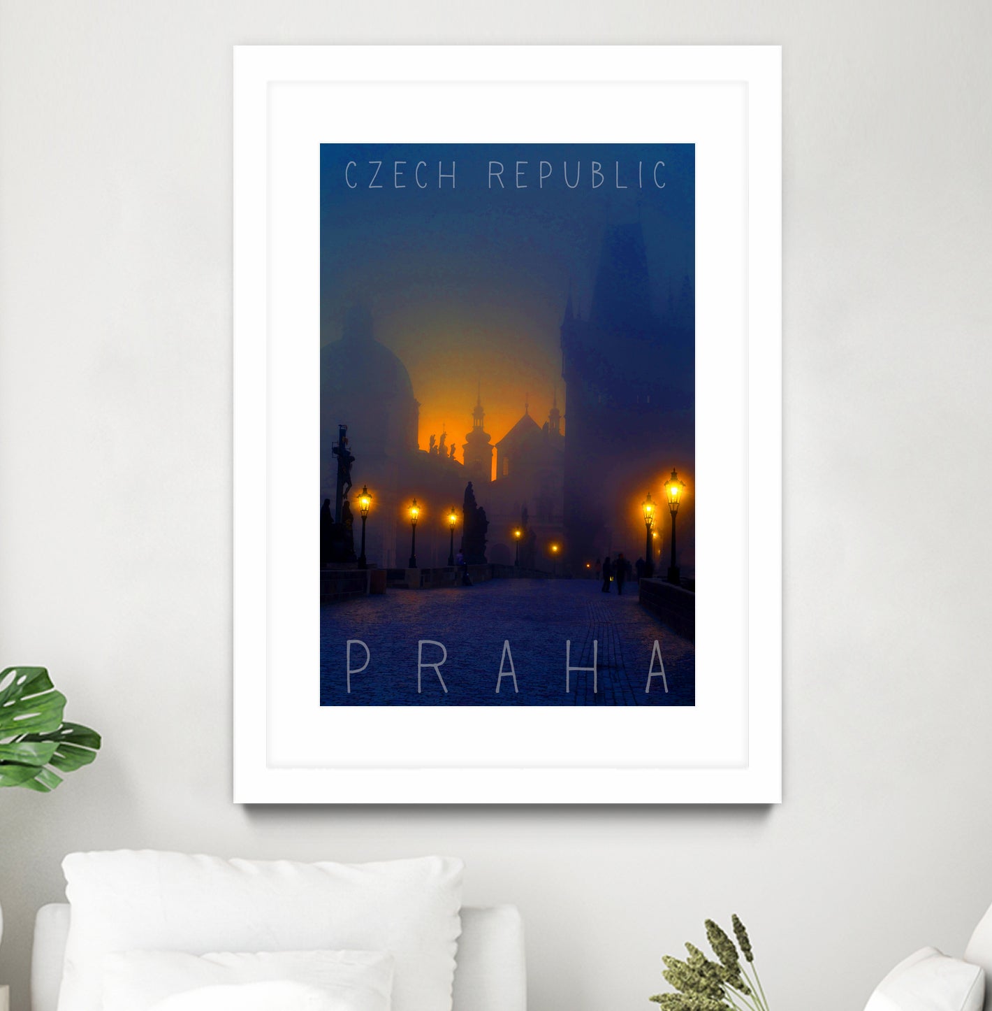 Prague, Czech Republic, vintage travel poster by ALMA Studio on GIANT ART - blue photo manipulation