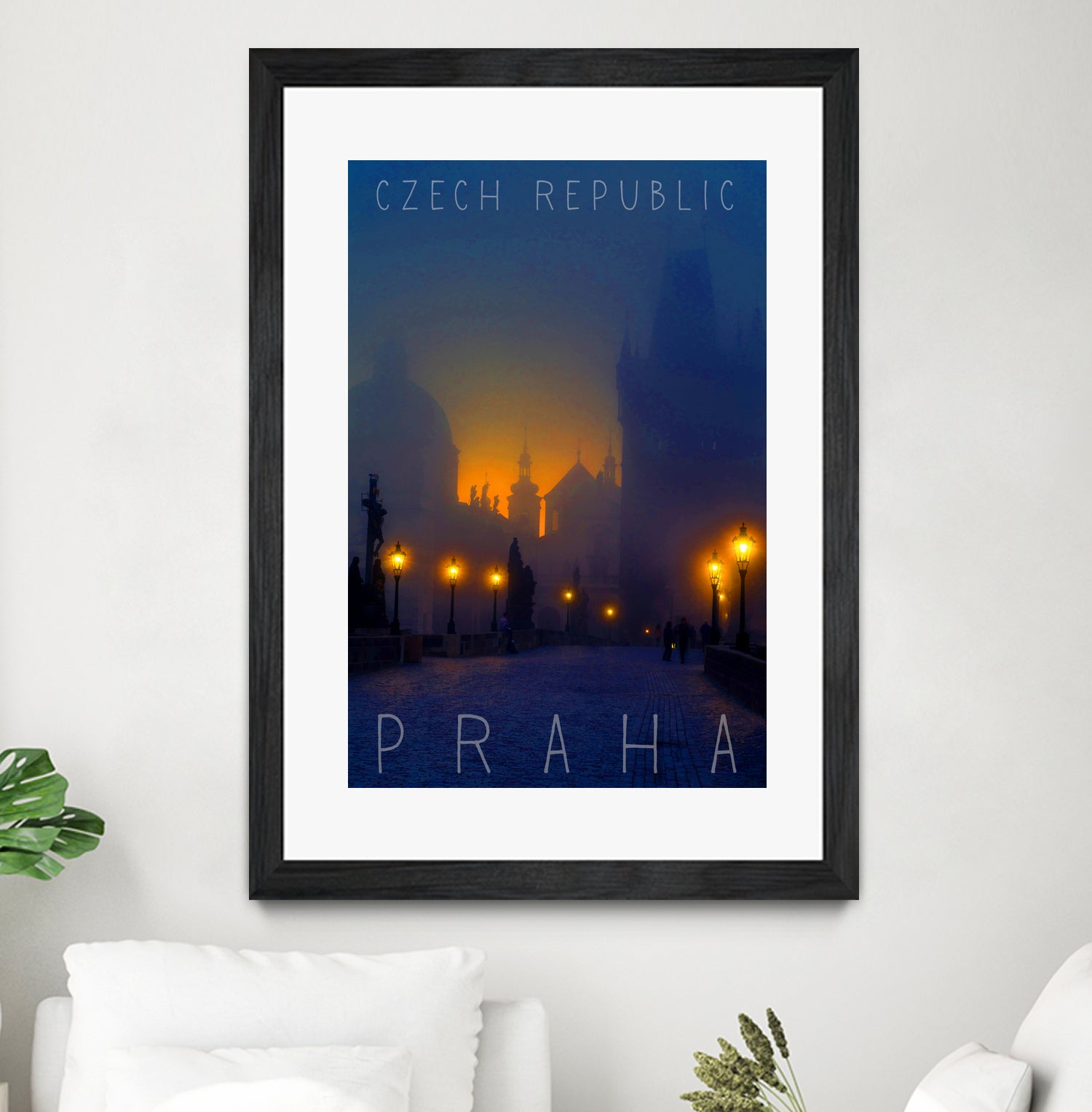 Prague, Czech Republic, vintage travel poster by ALMA Studio on GIANT ART - blue photo manipulation