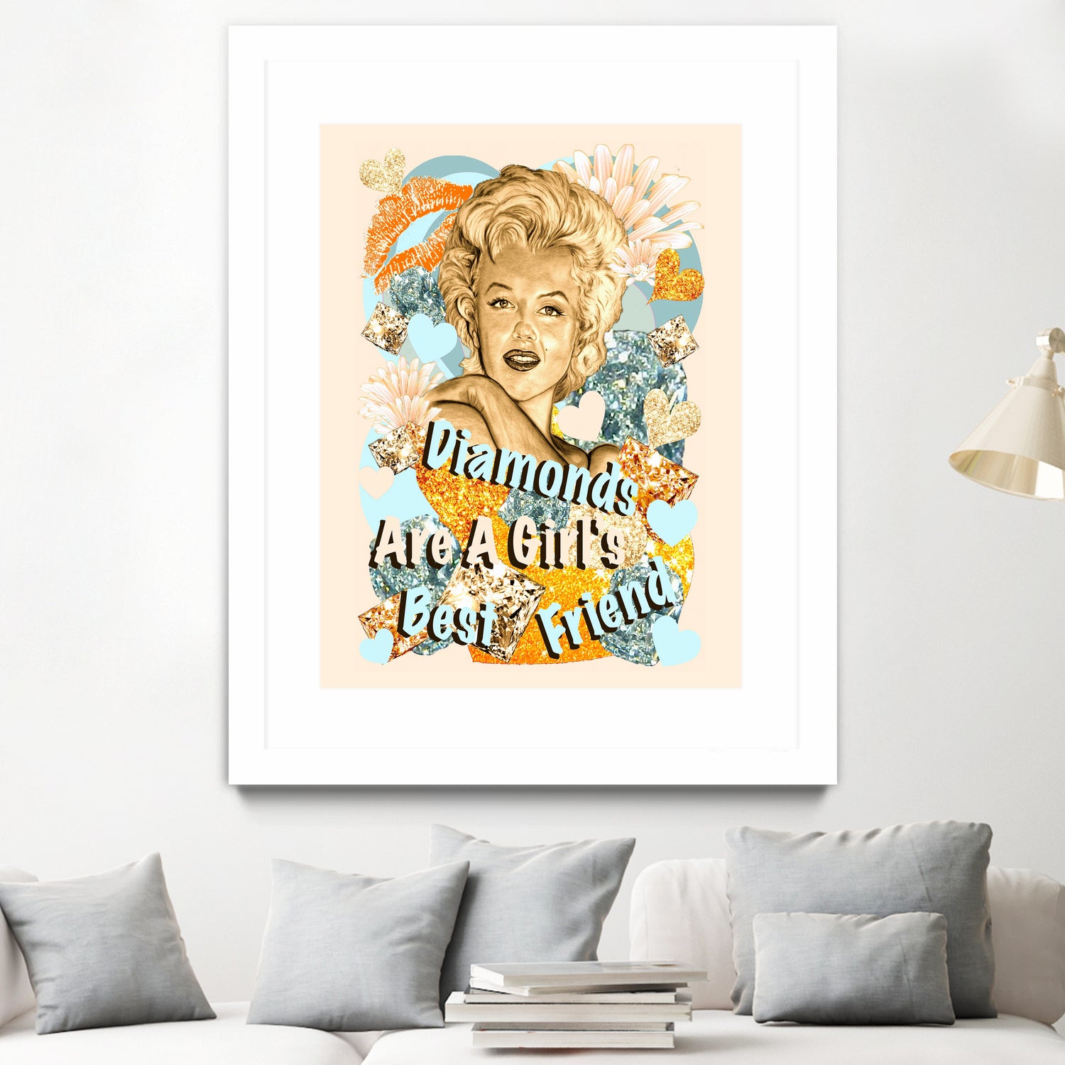 Diamonds Are A Girl's Best Friend by Gitta Gläser on GIANT ART - yellow typography