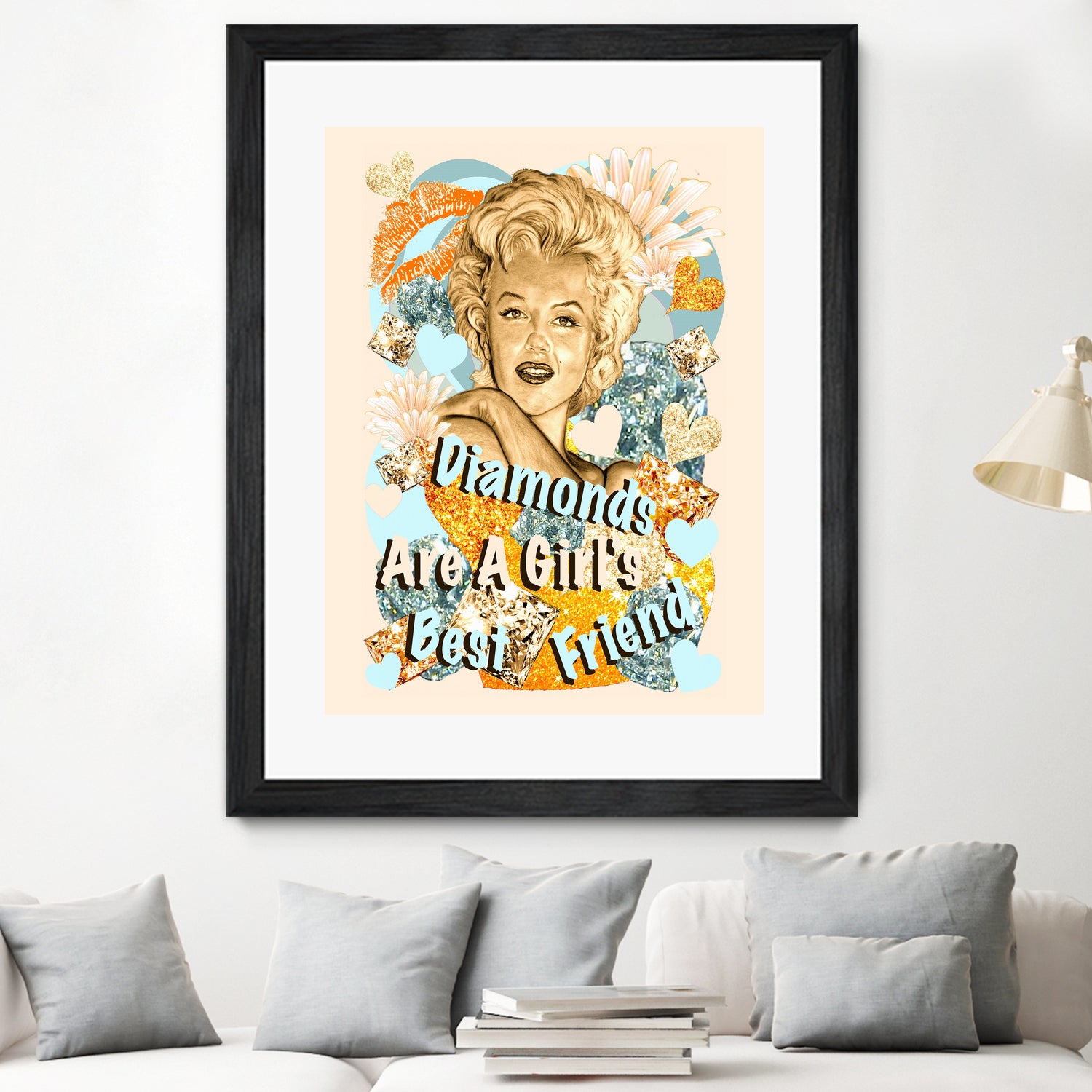 Diamonds Are A Girl's Best Friend by Gitta Gläser on GIANT ART - yellow typography