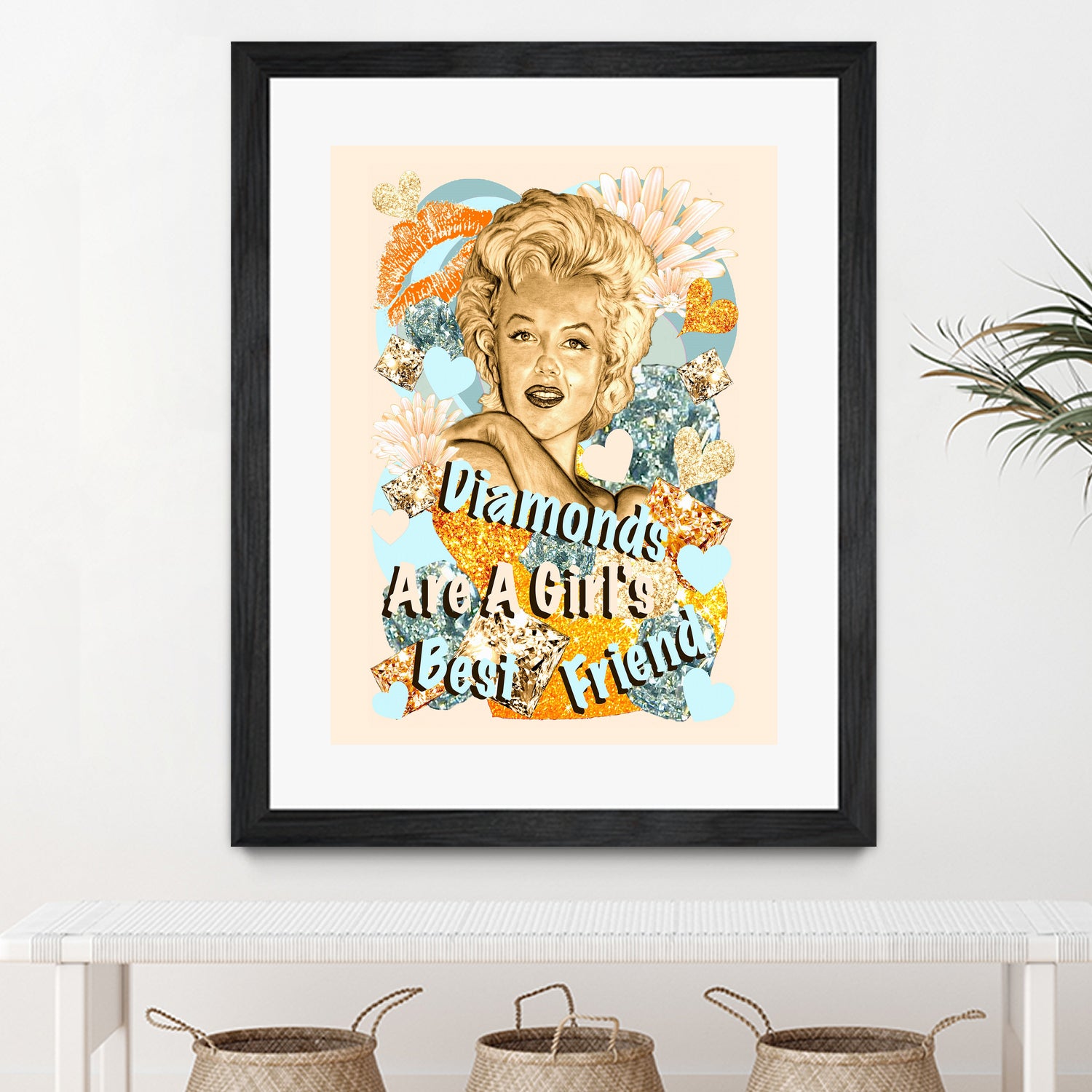 Diamonds Are A Girl's Best Friend by Gitta Gläser on GIANT ART - yellow typography