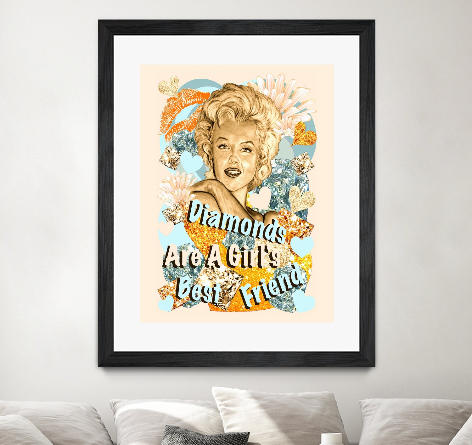 Diamonds Are A Girl's Best Friend by Gitta Gläser on GIANT ART - yellow typography