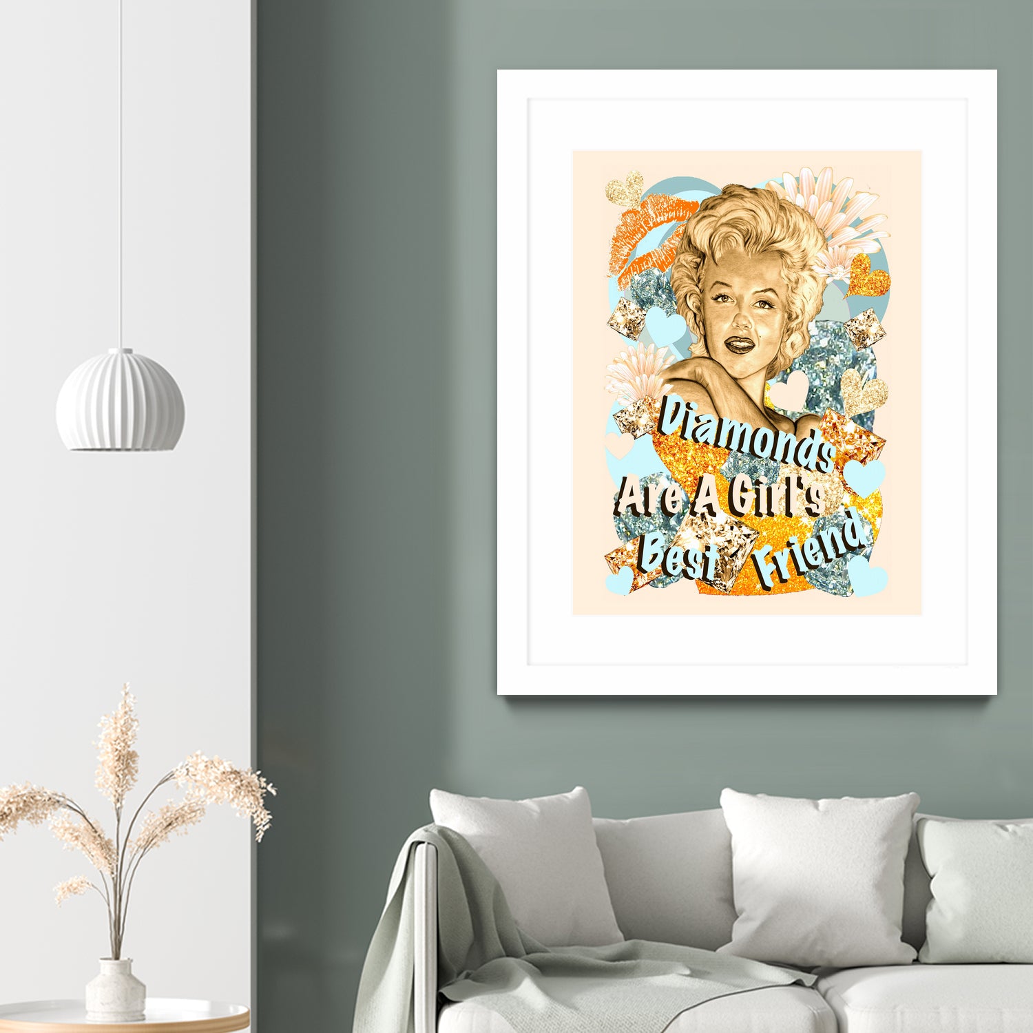 Diamonds Are A Girl's Best Friend by Gitta Gläser on GIANT ART - yellow typography