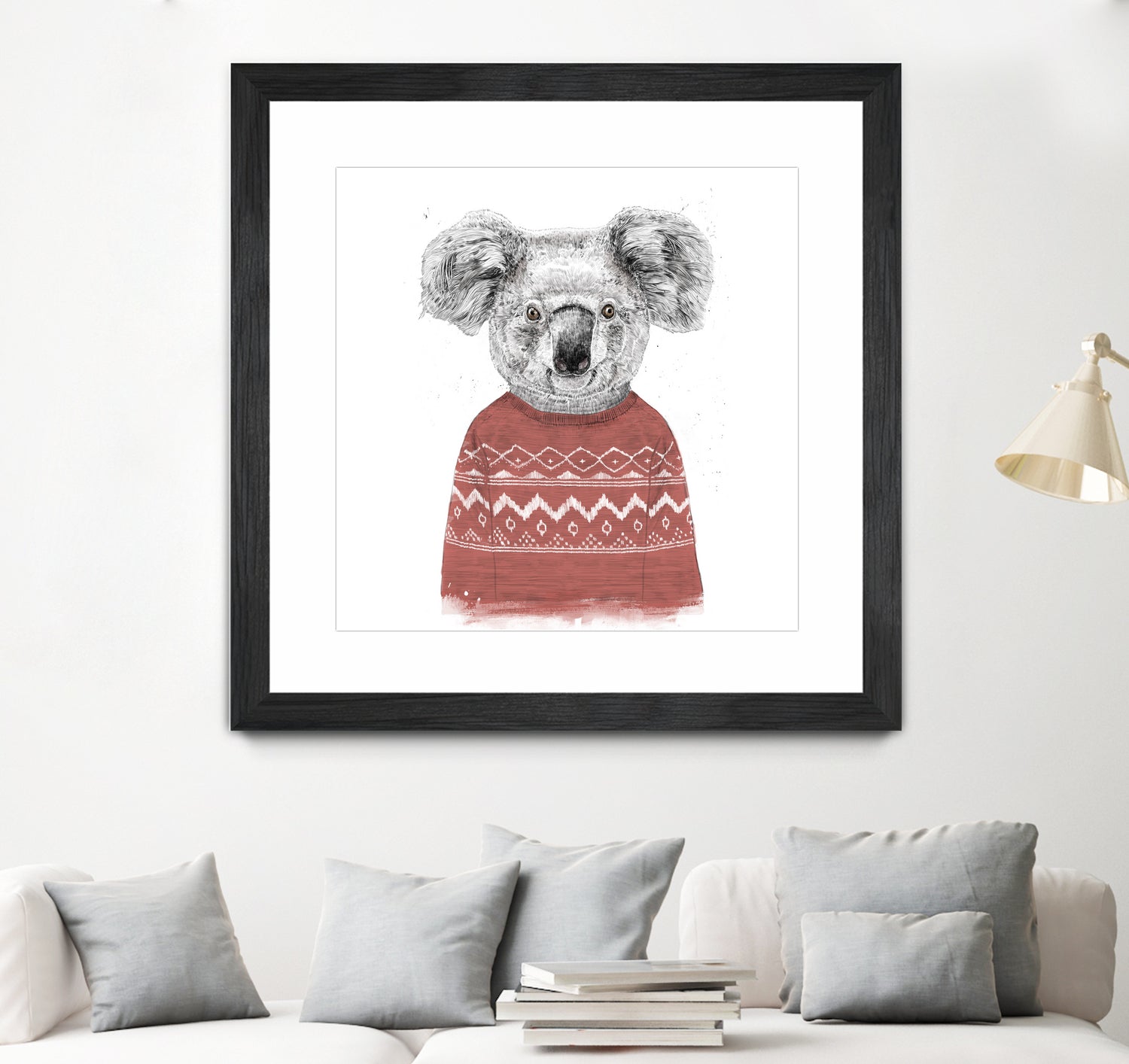 Winter koala (red) by Solti Balázs on GIANT ART - white digital drawing