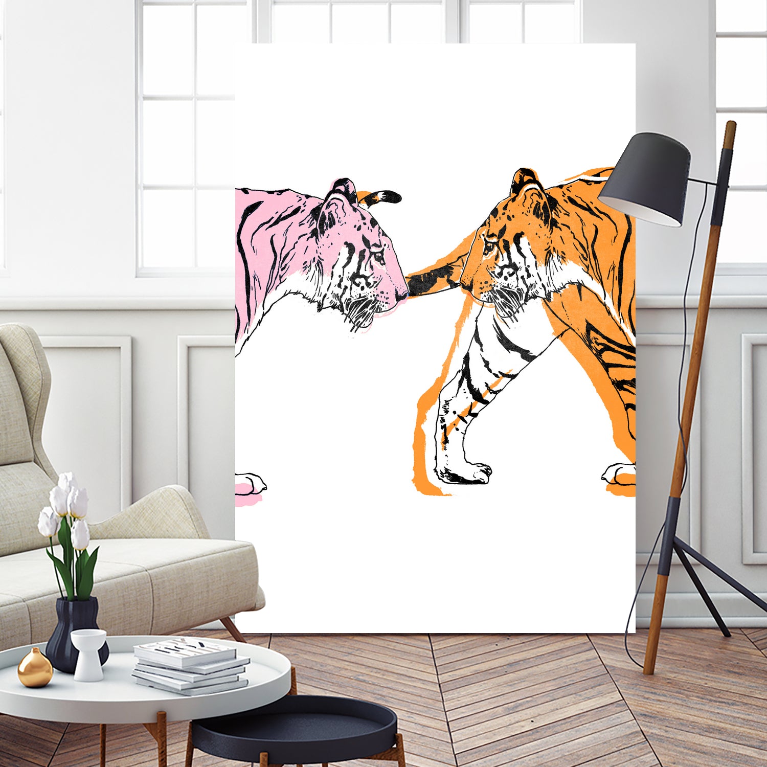 TIGER LOVE by VICTOR ABARCA on GIANT ART - pink digital painting