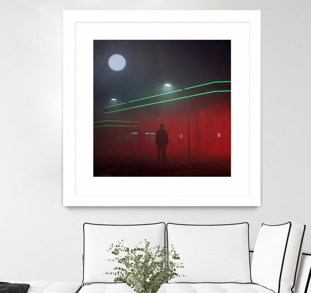 Gas Station Fog by Nick Kempton on GIANT ART - red digital painting