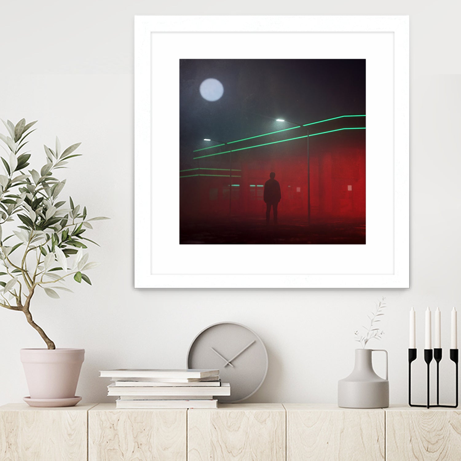 Gas Station Fog by Nick Kempton on GIANT ART - red digital painting