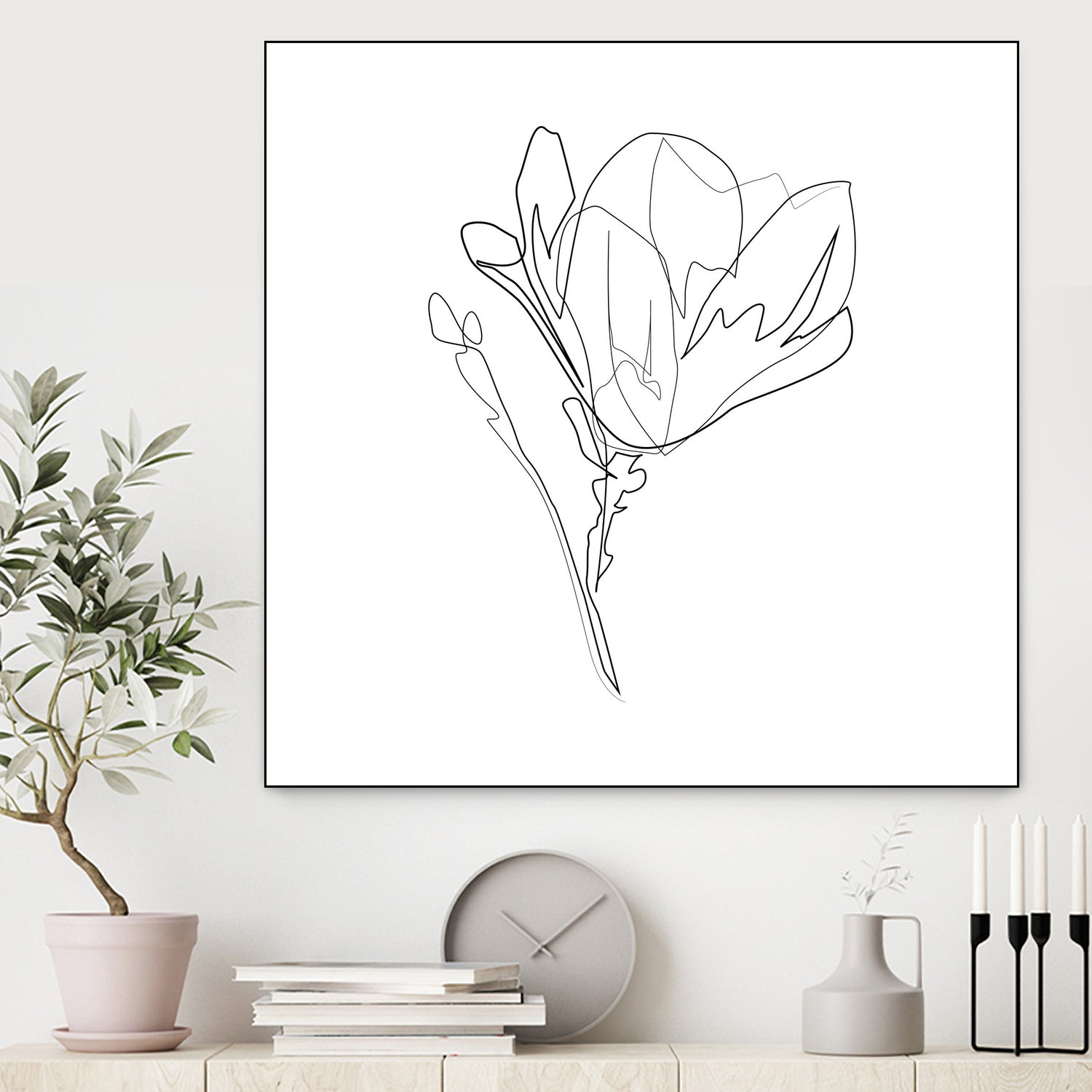 Magnolia Flower Print #4 by Parinta Sofia Stefanopoulou on GIANT ART - white digital drawing