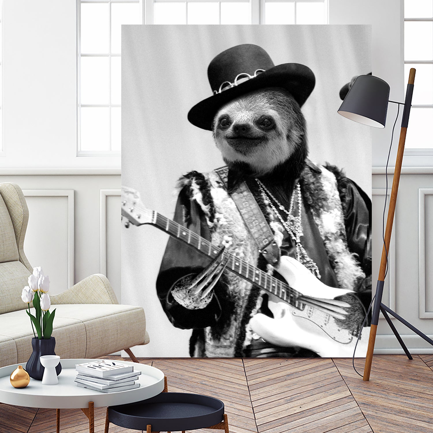 Rockstar Sloth #2 by Luigi Tarini on GIANT ART - gray photo manipulation