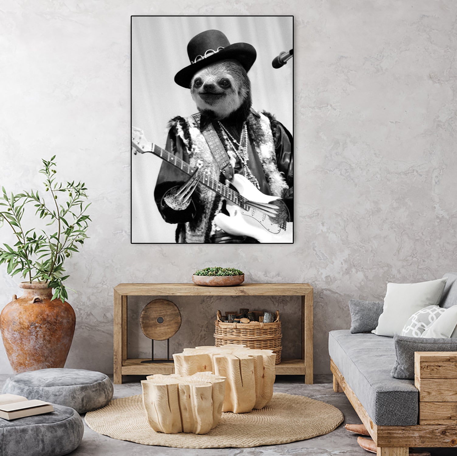 Rockstar Sloth #2 by Luigi Tarini on GIANT ART - gray photo manipulation