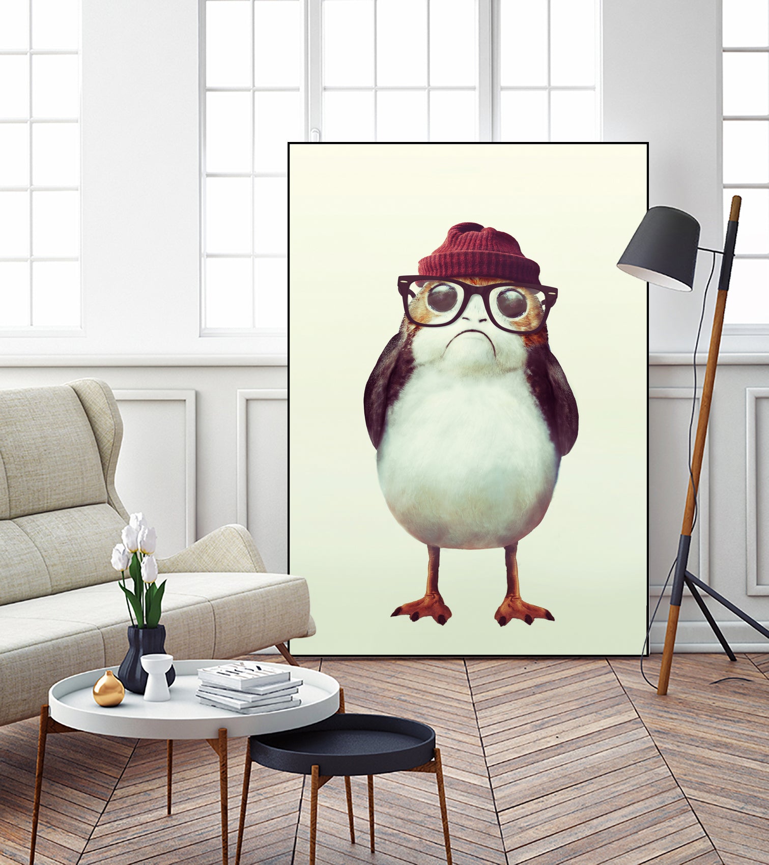 Hipster Porg by Andy Wynn on GIANT ART - red digital painting