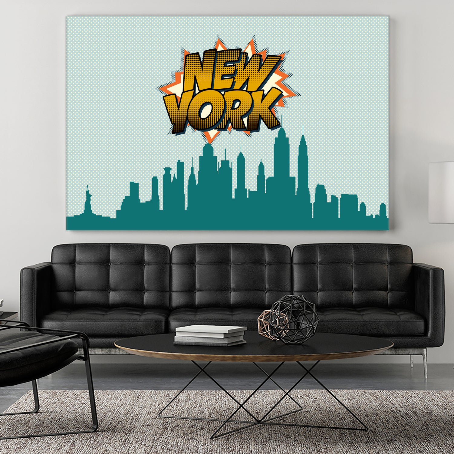 New York Pop Skyline by Octavian Mihai Mielu on GIANT ART - green digital drawing