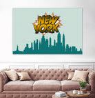 New York Pop Skyline by Octavian Mihai Mielu on GIANT ART - green digital drawing