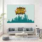 New York Pop Skyline by Octavian Mihai Mielu on GIANT ART - green digital drawing