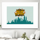 New York Pop Skyline by Octavian Mihai Mielu on GIANT ART - green digital drawing