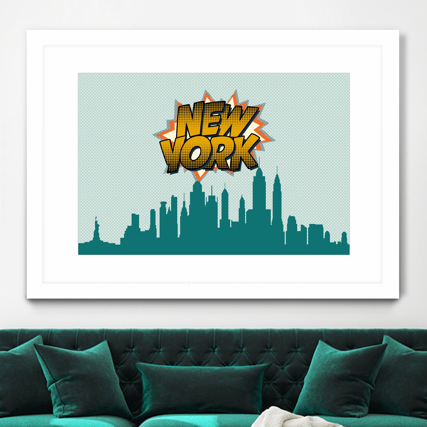 New York Pop Skyline by Octavian Mihai Mielu on GIANT ART - green digital drawing