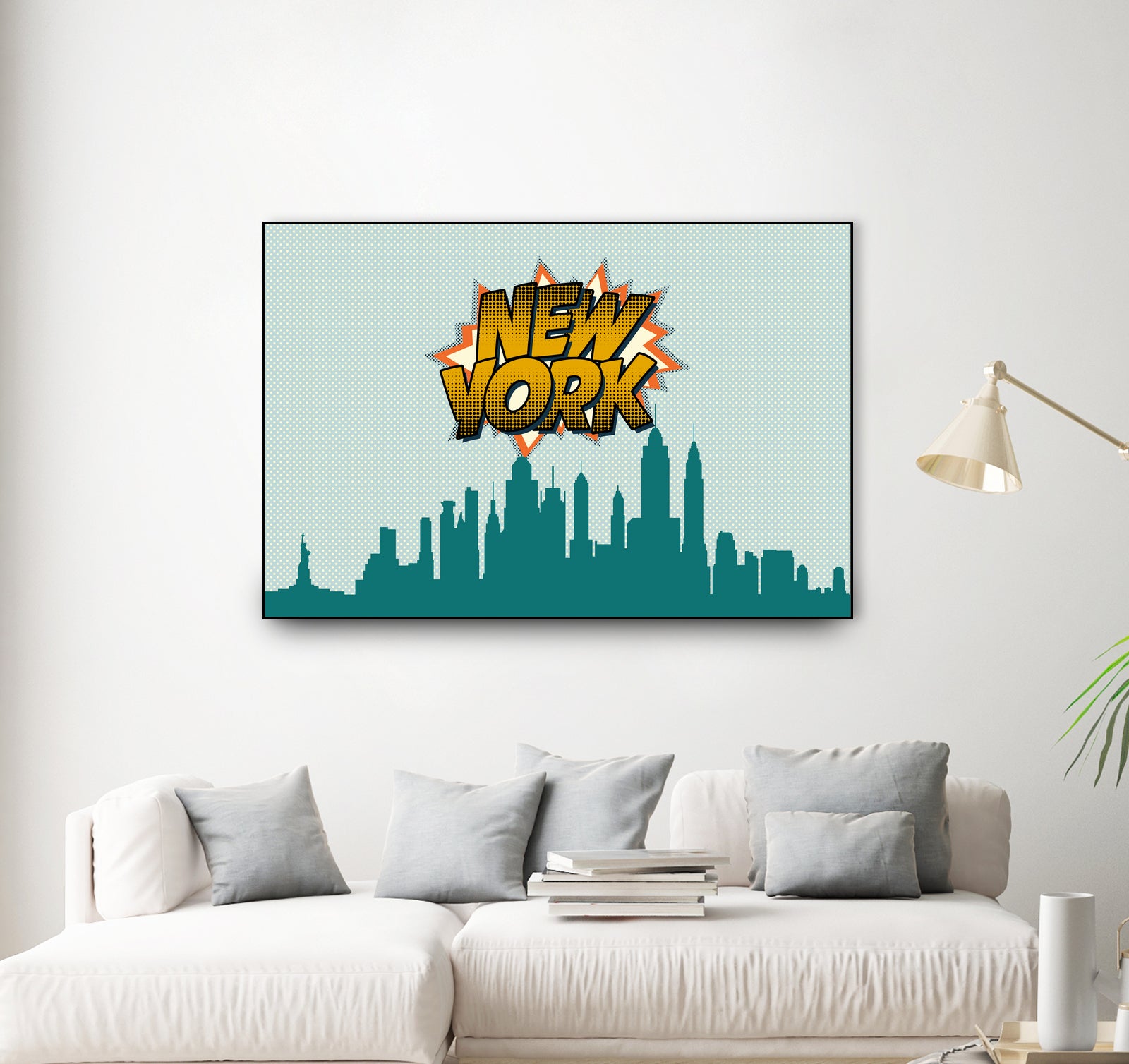 New York Pop Skyline by Octavian Mihai Mielu on GIANT ART - green digital drawing